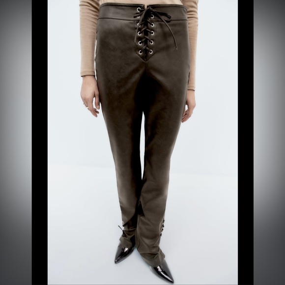 Zara Pants - Zara - Faux Leather Trousers with Drawstrings *Size XS, NWT*